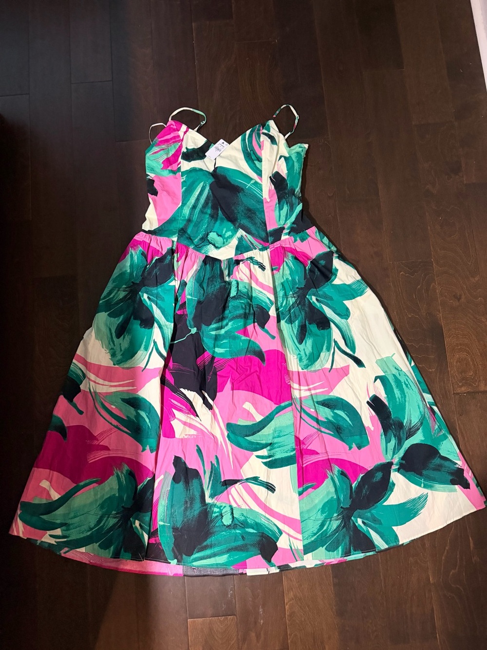 Express Girls Pink & Teal Floral Fit-and-Flare Dress